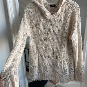 Knit sweater with hood